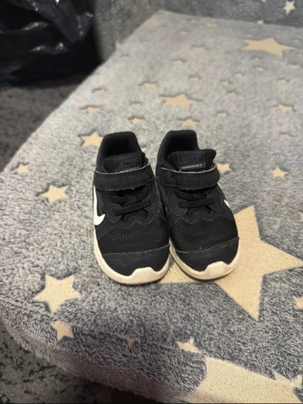 Nike Kids Black & White Velcro Athletic Sneakers